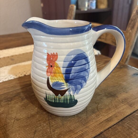 Other - Vintage Alco Blue Rooster Ceramic Painted Pitcher
